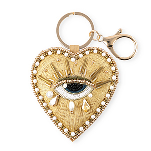 Keychain heart with Eye of Providence Gold-White-Black