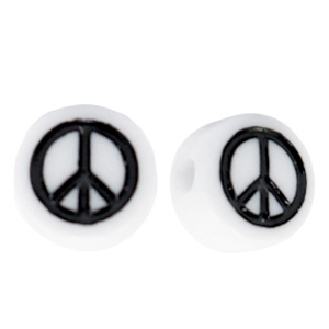 Acrylic letter beads peace White-Black