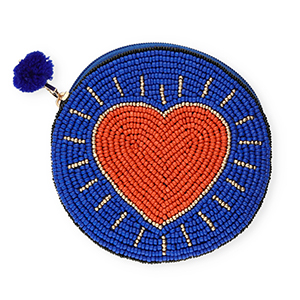 Purse round with heart Dark Blue-Red-Gold-Black