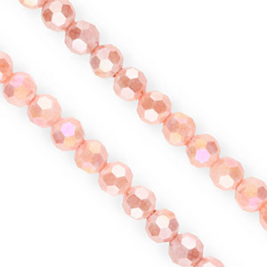 Round top faceted beads 6mm Salmon Pink-AB Coating