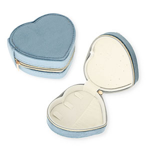 Jewellery travel box heart Grey Blue
