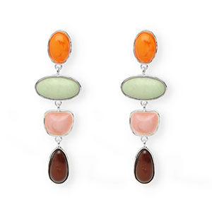 Trendy earrings&nbsp;/&nbsp;earpins with stainless steel post Silver-Warm Orange-Green-Pink-Brown