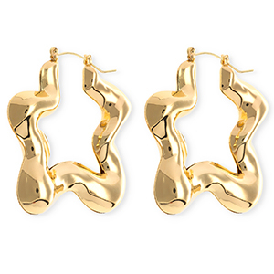 Statement earrings &nbsp;/&nbsp;creoles star with stainless steel post Gold