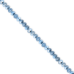 Top faceted beads 3x2mm disc Blue-Pearl Shine Coating
