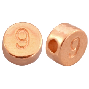 DQ metal number beads # 9  Rose gold (nickel free)