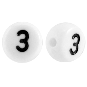 Acrylic letterbeads number 3 White