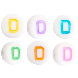 Acrylic letterbeads letter D Multicolor-White