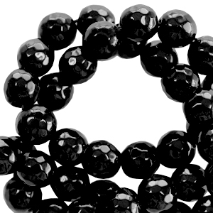 Natural stone beads faceted 4mm Black