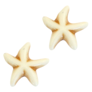 Round turquoise ceramic beads starfish Off white beige