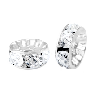Rhinestone crystal rondelle 8mm Silver-crystal