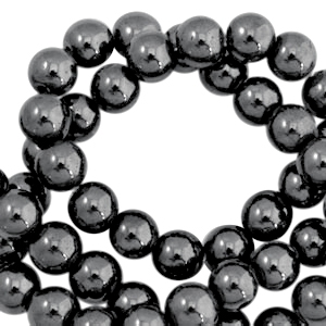 Round hematite beads 6mm  Anthracite grey