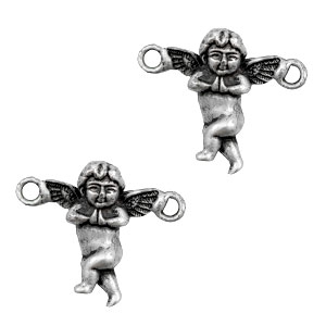 TQ metal charms angel connector Antique silver