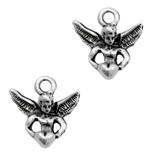 TQ metal charms angel Antique silver