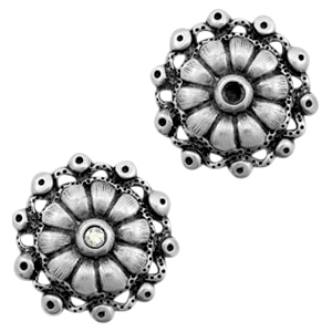 TQ metal charms flower with SS24 Swarovski setting Antique silver