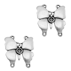 TQ metal charms connector butterfly with settings Antique silver