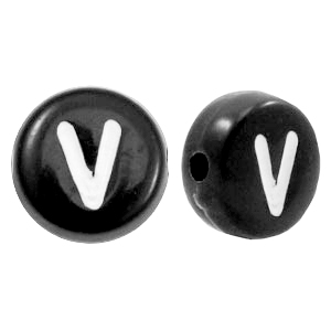Acrylic letter beads letter V Black