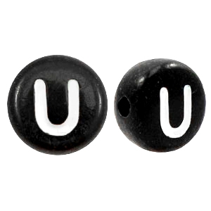 Acrylic letter beads letter U Black