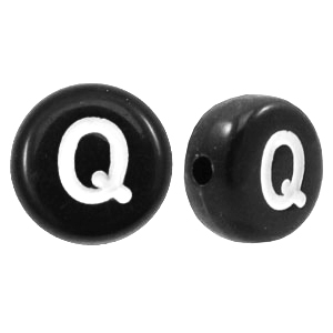 Acrylic letter beads letter Q Black