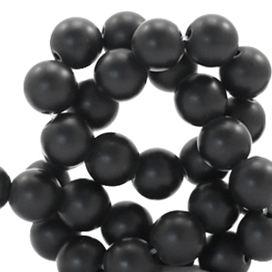 Natural stone beads 6mm Matt Black