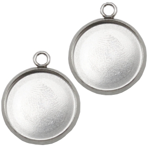 Stainless steel charms setting for 20mm cabochon Silver