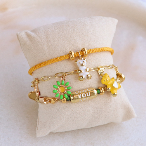 Eye catching jewellery with brass metal charms and beads