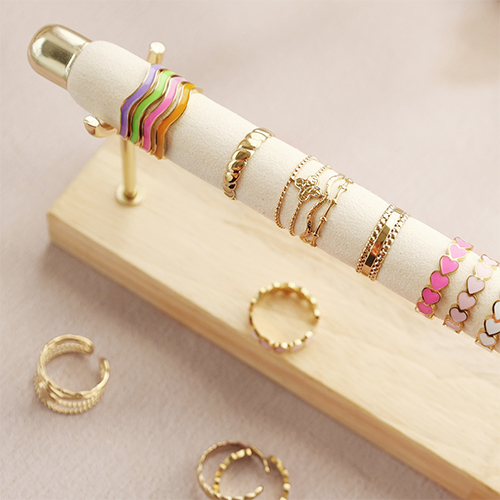 Assorted contemporay jewelry with different rings