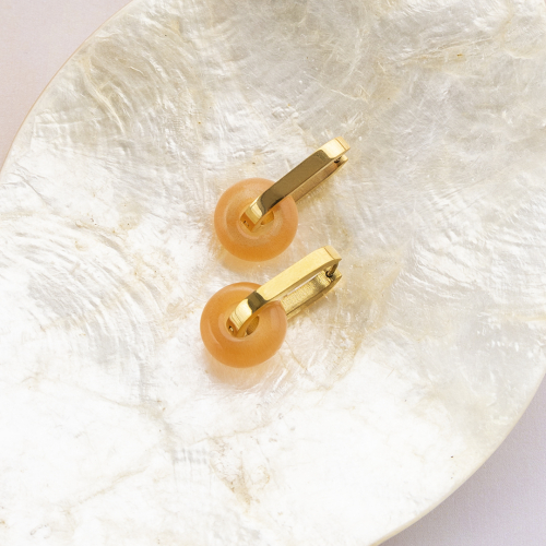 Elegant earrings and charms with natural stone beads rondelles