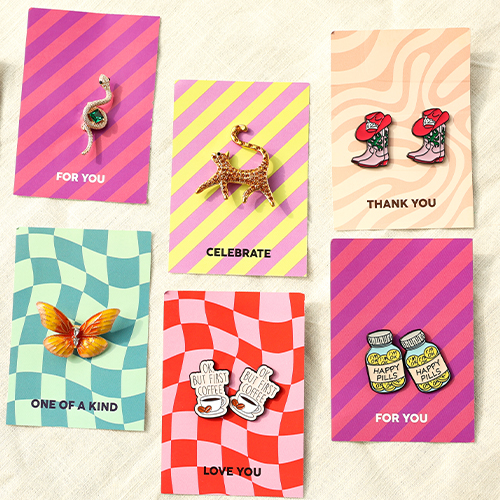 Give your collection a playful touch with our new brooches and pins