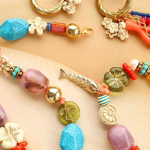 Beautiful acrylic beads with gold-tone details