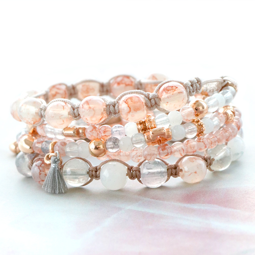 Gorgeous jewellery set in soft colours for a fresh new look with our transparent melange glass beads.