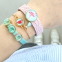 Cheerful jewellery with basic cabochons, Cuoio, Designer Quality European metal, shell charms and macram&eacute; 