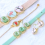 Cheerful jewellery with basic cabochons, Cuoio, Designer Quality European metal, shell charms and macram&eacute; 