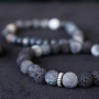 Robust men's jewellery with beads and DQ leather