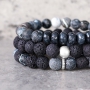 Robust men's jewellery with beads and DQ leather