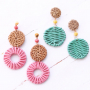 Festival earrings with rattan pendants!