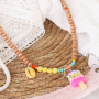 Cheerful jewellery with letter beads, fimo charms, wooden beads and Katsuki beads