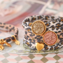Make cute bracelets and hair elastics with stitched elastic ribbon leopard: