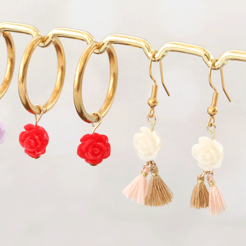 Make nice earrings, bracelets and rings with the new rose beads: