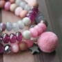 Trendy jewellery made of facet cut natural stone beads in pink and grey shades