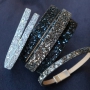 These bracelets with glitters are timeless, chic and festive! Bracelets made of glitter cord with strass and glitter (faux) leather