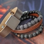  Jewellery for men with natural stone lava beads, wooden beads, Cuoio and Divino!