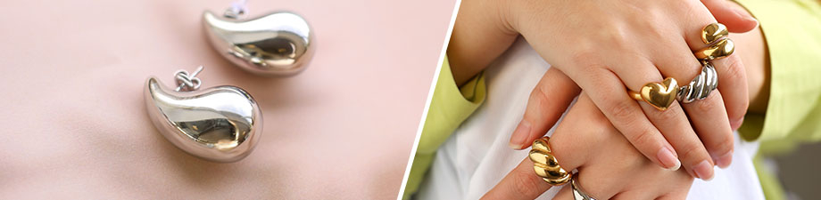 New collection stainless steel earrings and rings