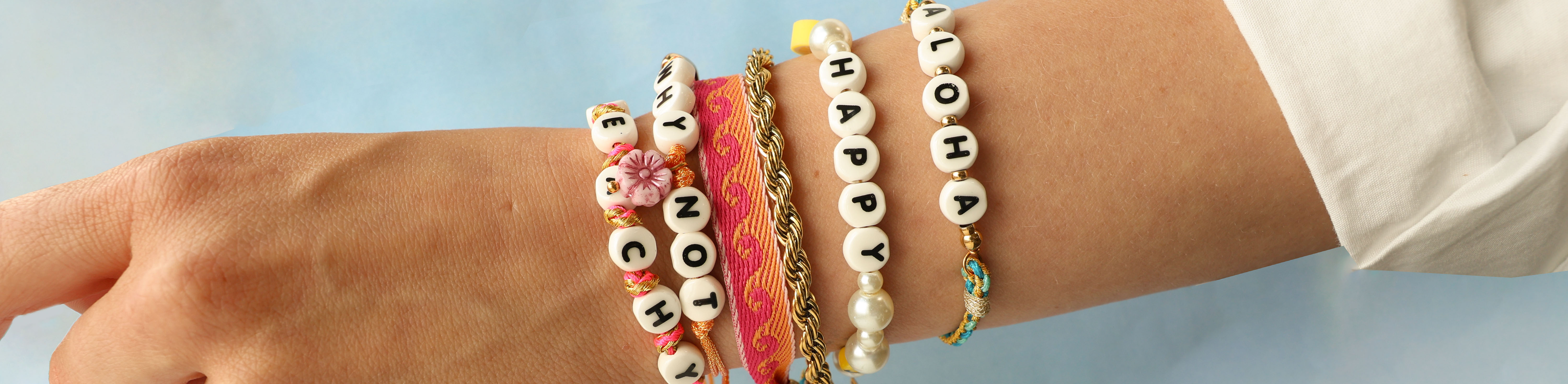 Summer bracelets inspiration with ceramic letter beads Summer bracelets inspiration with ceramic letter beads