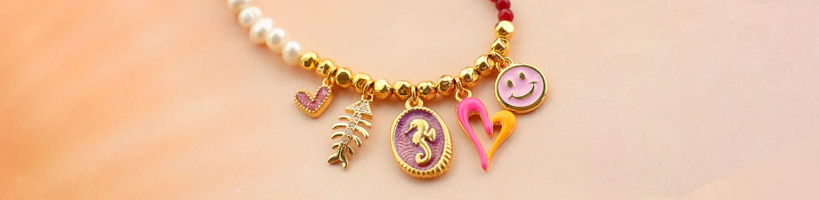 Brand new! Cheerful DQ metal charms with enamel and beads