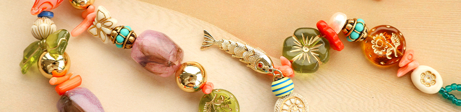 New collection of acrylic beads with gold-tone details