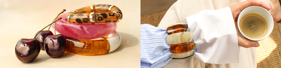 Stunning collection of resin and metal bracelets