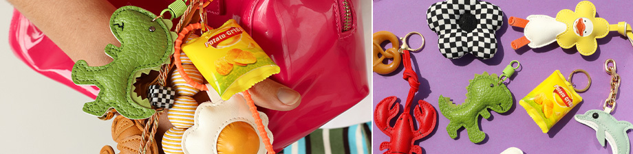 New collection of cheerful bag charms New collection of cheerful bag charms