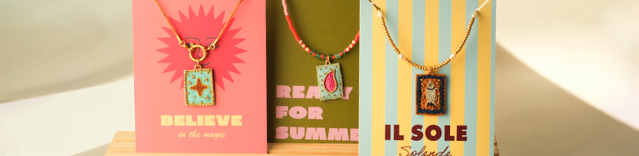 New handmade embroidered charms & jewellery cards 